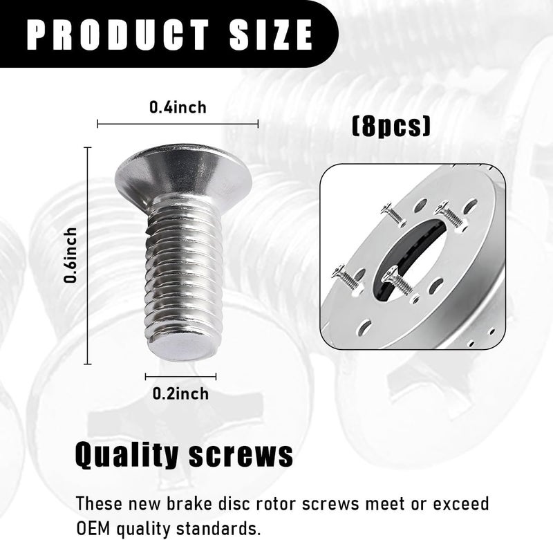 KVAEY 4PCS Stainless Steel Brake Disc Rotor Screws, 936000-6014-0H Brake Disc Retaining Screws for Front and Rear, Rotor Screw Replacement Fits Accord Civic Odyssey CR-Z MDX (8 PCS) - Image 2